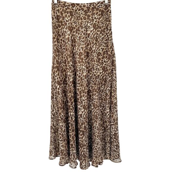 Forever 21 Womens Y2K Whimsical Leopard Animal Print Chiffon Maxi Skirt Size S‎ - Picture 1 of 8